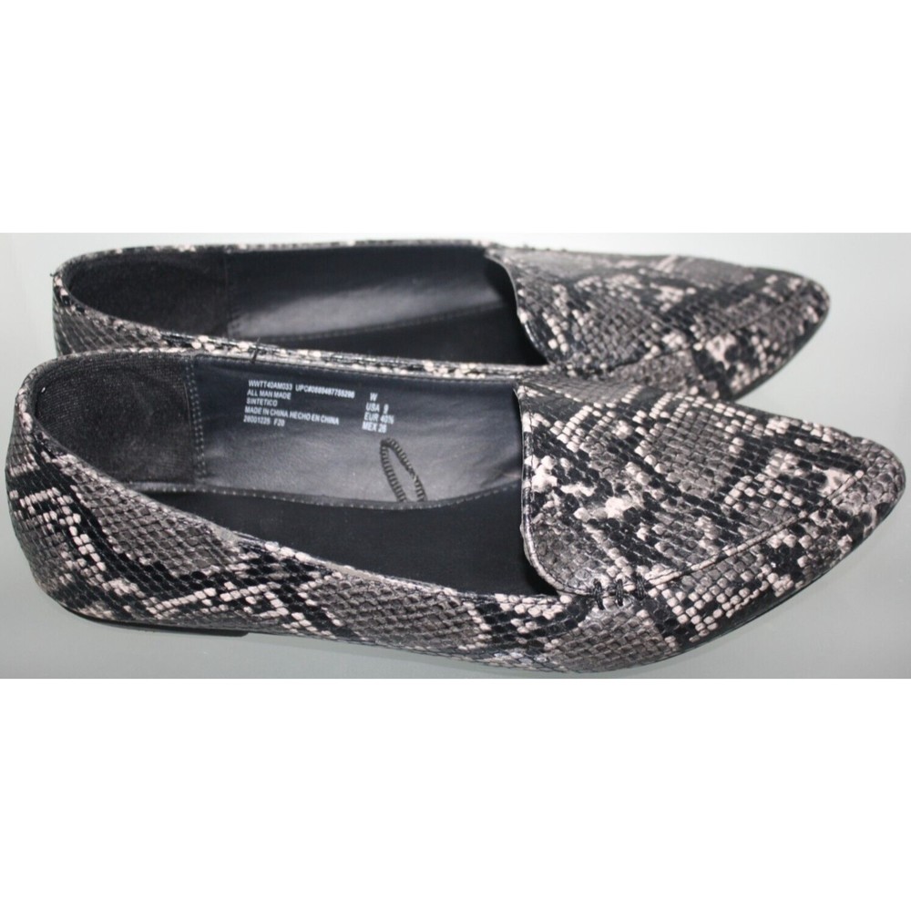 Women's Time and Tru Snake Skin Print Memory Foam Ballet Flats Shoes Size 9W